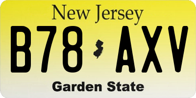 NJ license plate B78AXV