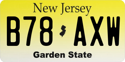 NJ license plate B78AXW