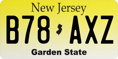 NJ license plate B78AXZ