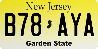 NJ license plate B78AYA