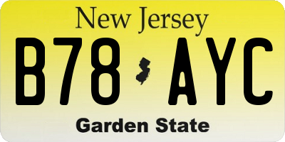 NJ license plate B78AYC