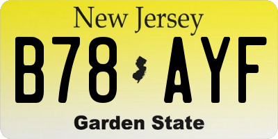NJ license plate B78AYF