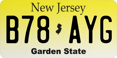 NJ license plate B78AYG