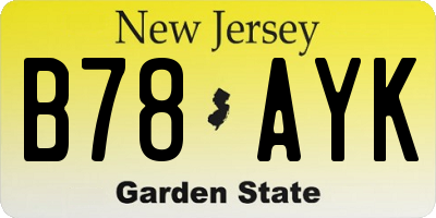 NJ license plate B78AYK