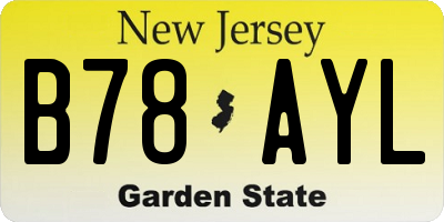 NJ license plate B78AYL