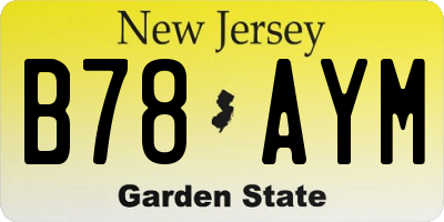 NJ license plate B78AYM