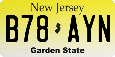 NJ license plate B78AYN