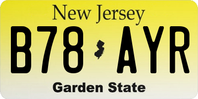 NJ license plate B78AYR