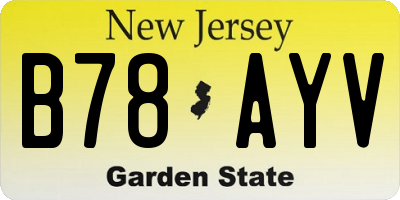 NJ license plate B78AYV