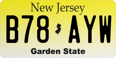 NJ license plate B78AYW