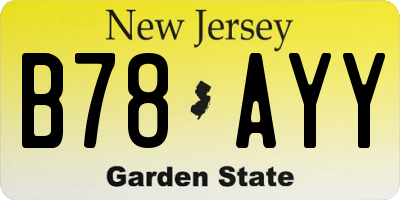 NJ license plate B78AYY