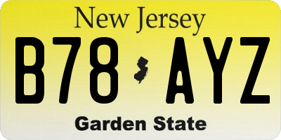 NJ license plate B78AYZ
