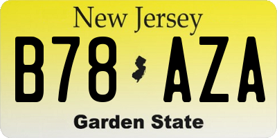 NJ license plate B78AZA