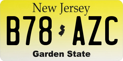 NJ license plate B78AZC