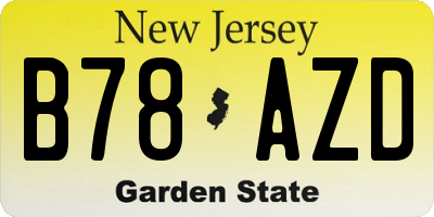 NJ license plate B78AZD