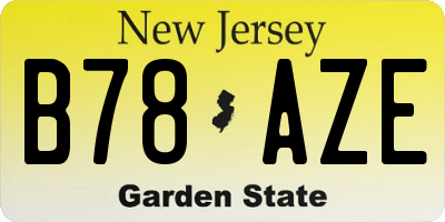 NJ license plate B78AZE