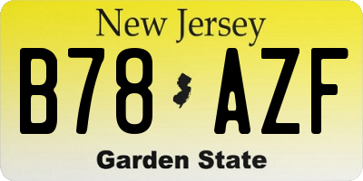 NJ license plate B78AZF