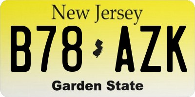 NJ license plate B78AZK