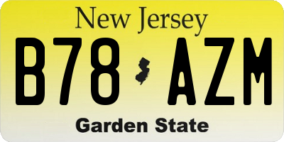 NJ license plate B78AZM