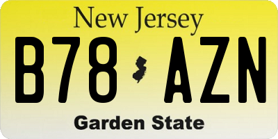 NJ license plate B78AZN