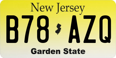 NJ license plate B78AZQ