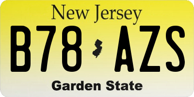 NJ license plate B78AZS