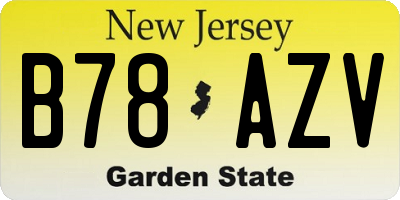 NJ license plate B78AZV