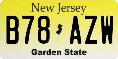 NJ license plate B78AZW