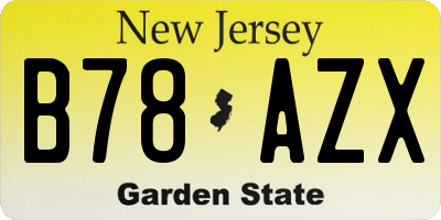 NJ license plate B78AZX