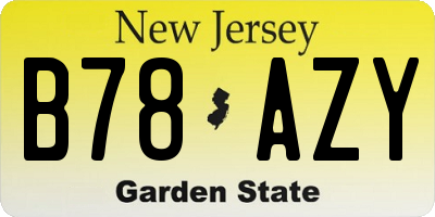 NJ license plate B78AZY