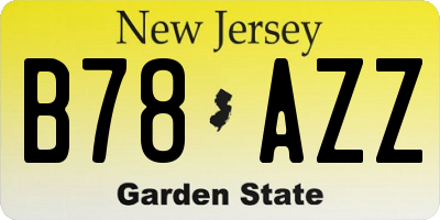 NJ license plate B78AZZ
