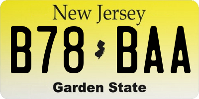 NJ license plate B78BAA