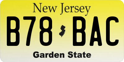 NJ license plate B78BAC