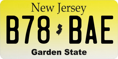 NJ license plate B78BAE