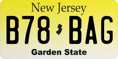 NJ license plate B78BAG