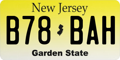NJ license plate B78BAH