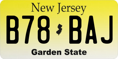NJ license plate B78BAJ