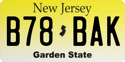 NJ license plate B78BAK