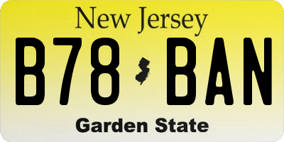 NJ license plate B78BAN