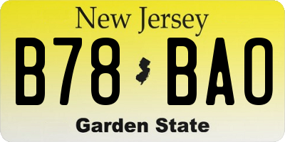 NJ license plate B78BAO
