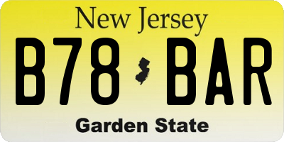NJ license plate B78BAR
