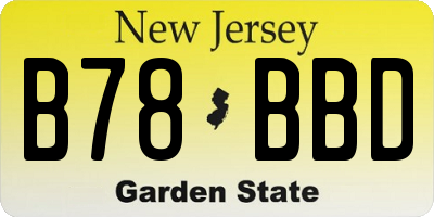 NJ license plate B78BBD