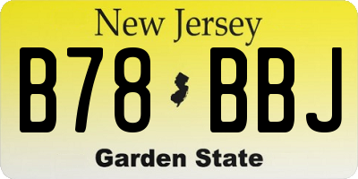 NJ license plate B78BBJ