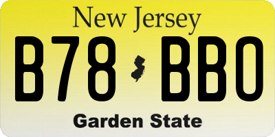 NJ license plate B78BBO