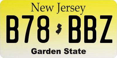 NJ license plate B78BBZ