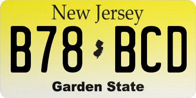 NJ license plate B78BCD