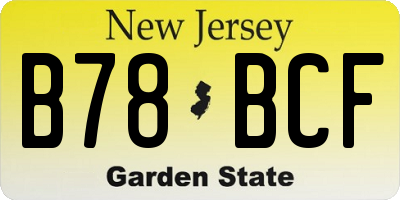 NJ license plate B78BCF