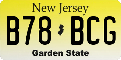 NJ license plate B78BCG