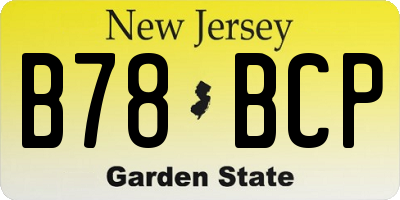NJ license plate B78BCP