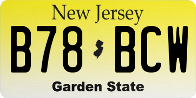 NJ license plate B78BCW